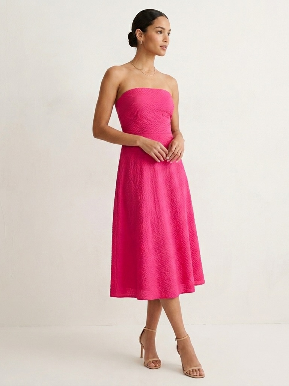 J Crew Strapless Midi Dress Size 4 Pink